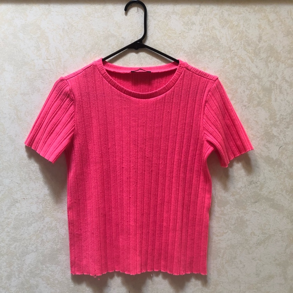 Hot Pink Zara Ribbed Top
